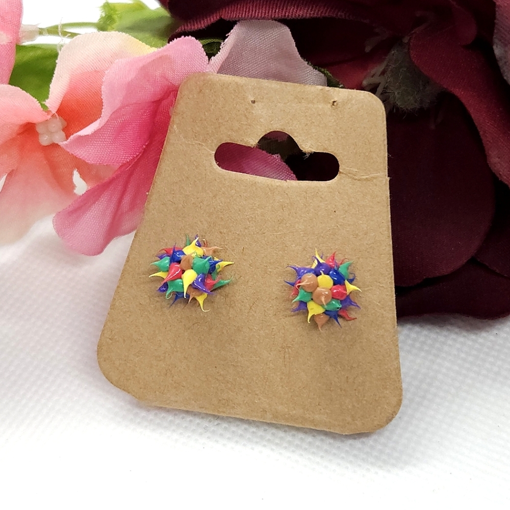 Colorful Spikey Resin Stud Earrings